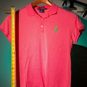 Women's Ralph Lauren Pink Striped Golf Polo Size L